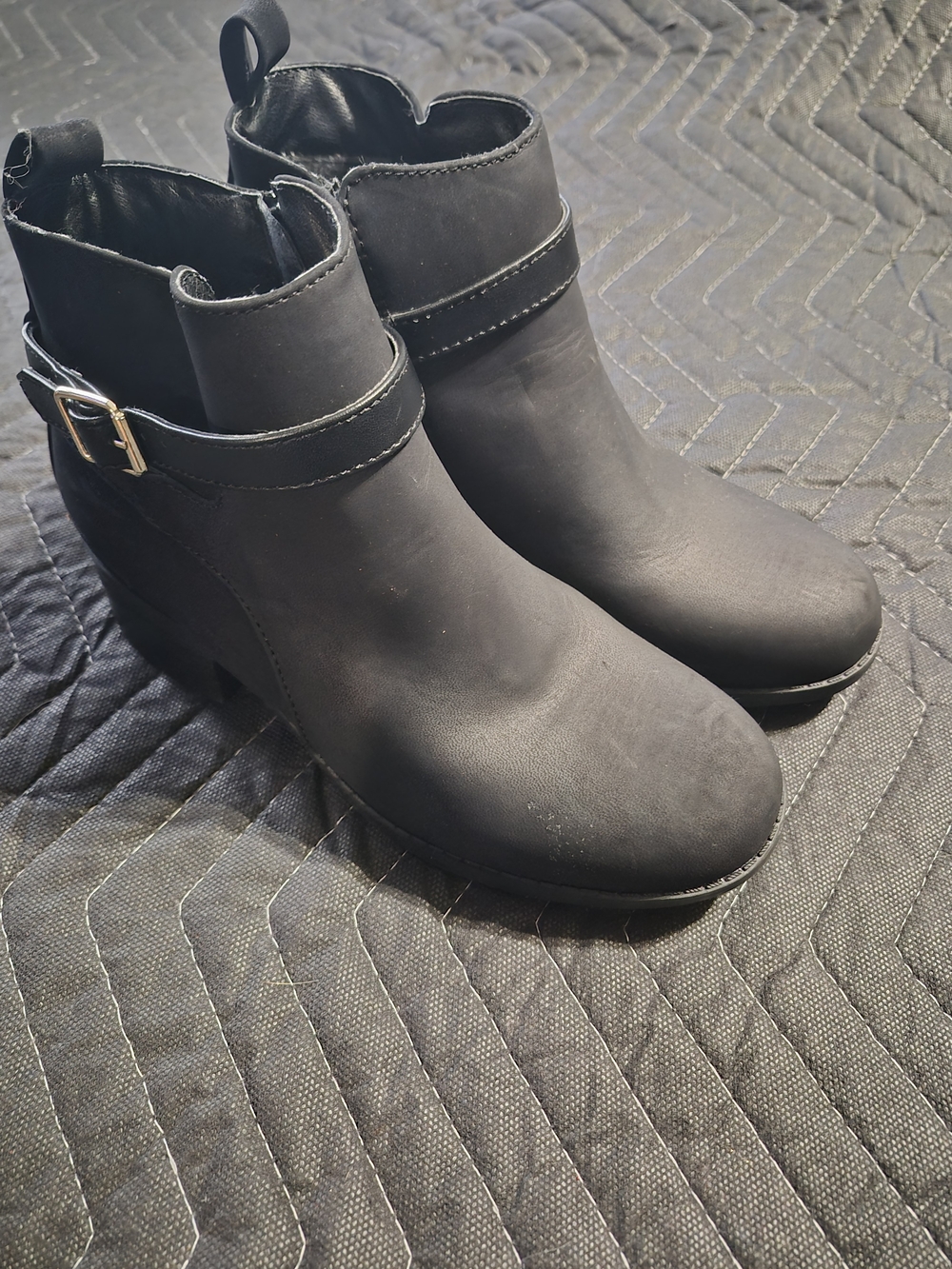 Place Black Ankle Boots with Side Buckle